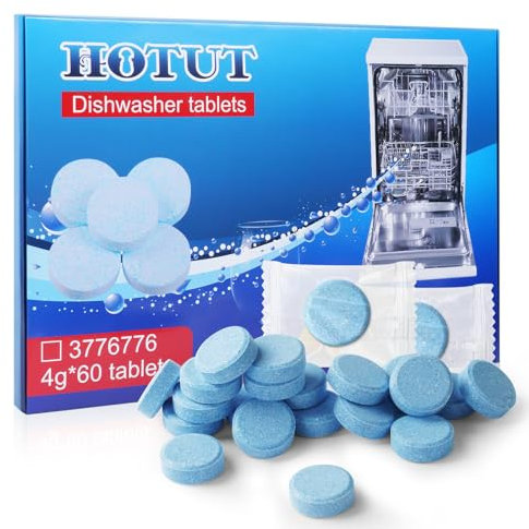 HOTUT Limpiador Lavavajillas,60pcs Limpiamáquinas,Pastillas Limpia Máquinas para Limpia lavavajillas contra el la Cal y la Grasa del lavaplatos,Limpiador para Lavavajillas con Tecnología Antiolor