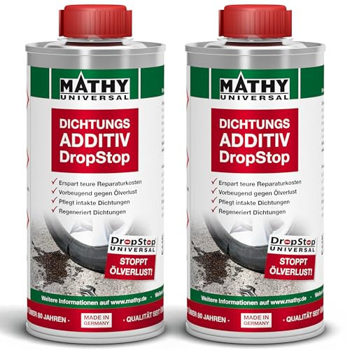 MATHY-DropStop Dichtungs-Additiv (2 x 250 ml) - Öl-Additiv stoppt Ölverlust im Motor, Getriebe, Hinterachsen & Servolenkungen - regeneriert Dichtungen