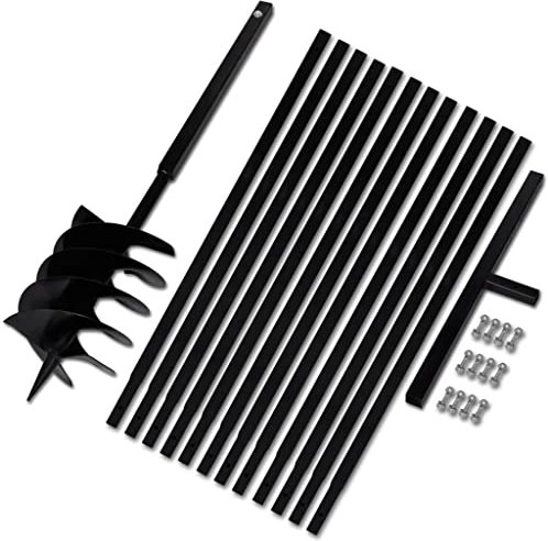 SmtSecLSH Handerdbohrer Garten Erdlochbohrer,Schwarz Handbohrer Erdlochbohrer, Erdbohrer für Akkuschrauber, Garten Pflanzen, Tiefkultivieren-Schwarz 200 mm||13 m