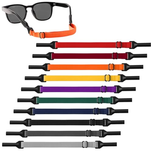 Utensilsto 10 Stück Brillenband, Verstellbarer Sportbrillenband No Tail Anti Rutsch Brillenbänder für Herren Damen Kinder, Brillenband für Sonnenbrille Lesebrille Brille Sportbrille Schutzbrille