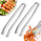 Hysenm 2 Stück BBQ Würstchen Wendezange, Wurst Edelstahl Küchenzange 38cm langer Griff Verdicken, Grillzange mit Rädchen zum Drehen Hot Dog Zange Mehrzweck Grillzange für Camping Küchen
