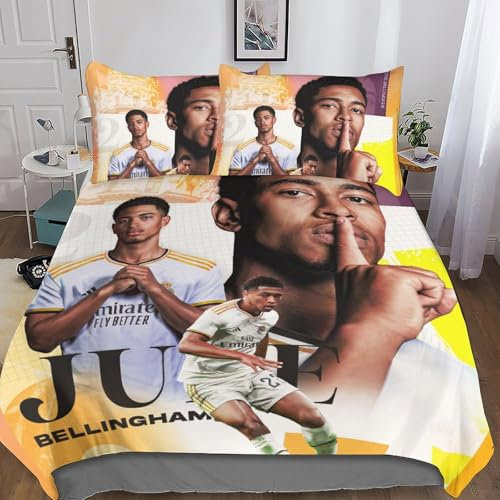 EOASNRTCB Jude Bellingham Bettwäsche 3D Bettbezug Bettwäsche Set Steppdeckenbezug Mikrofaser Bettbezug Mit Verdecktem Reißverschluss Und Kissenbezug King(220x240cm)