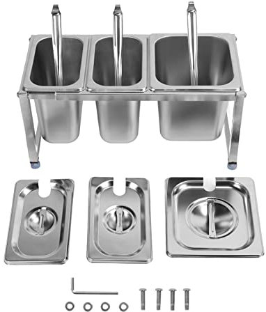 Glomora Stainless Steel Telescopic Jam Pot Holder Condiment Rack Milk Tea Shop Basin Stand for Professional Kitchen Use (GlomoraQIFM0-13)