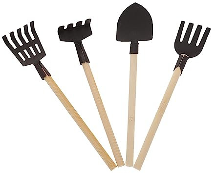 PHENOFICE Mini Set De Herramientas De Jardinería para Niños 4piezas Pala Tenedor Rastrillo Adecuado para Decoración De Mini Casa