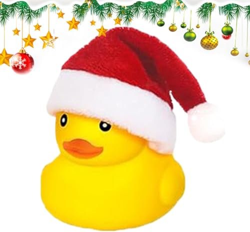 Weihnachts-Enten, niedliches Entenspielzeug mit Weihnachtsmannmütze, lustige Partydekorationen, schwimmende Enten in der Badewanne, quietschendes Entenspielzeug