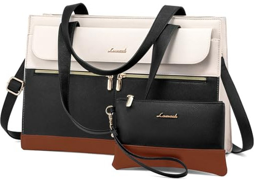 LOVEVOOK Laptop Tote Bags for Women 17.3 Inch Ladies Work Bags Stylish Handbag with Laptop Compartment Large Designer PU Leather Briefcase for School Shoulder Bag for Office Shopping
