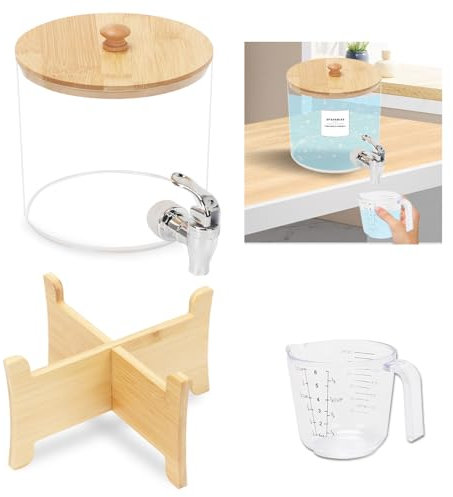 Gachiwar Distributeur de détergent à lessive de 2,5L avec Robinet, Bouteille de Rangement d'adoucissant, récipient de Stockage de Liquide de Lavage, bocaux à Linge avec Couvercle