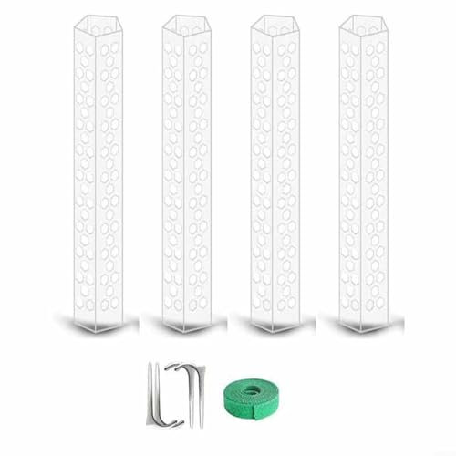 HomeVortex Palo di muschio trasparente da 40 cm, supporto per piante rampicanti, per interni ed esterni, materiale PET, forma pentagonale, assorbe l'umidità, impilabile (4 pezzi)