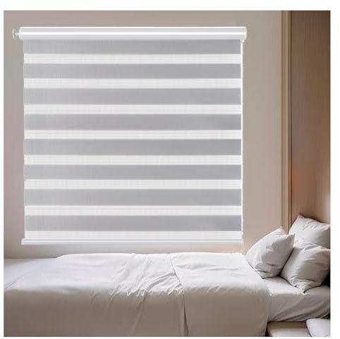 XILYZMO Belüftung Rollo, Verdunkelndes Thermorollo Aus Polyestergewebe, Nacht- Und Tag- Zebra-Fensterrollo, Lichtfilterndes Sichtschutz-Raffrollo Für Fenster