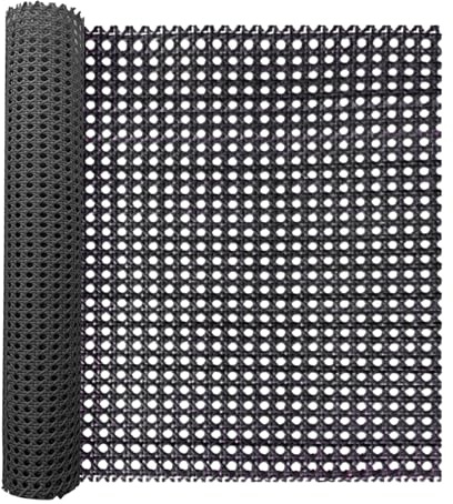 selliner 50x200CM Rattan Rolle, Schwarze Wiener Geflecht, Achteckige Wetterfeste Rattan Geflecht, PE Geflecht Meterware für Gartenschirme Lampenschirme,DIY Bastelprojekte