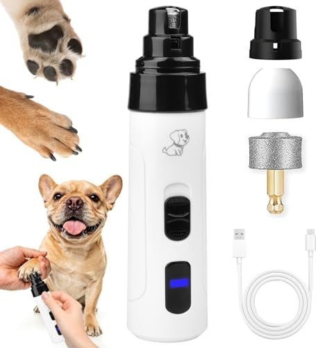 Nagelknipser, Krallenschleifer für Hunde, Haustier Nagelschleifer mit Nagelschleifkopf, Krallenschneider für Hunde Sanft & Wenig Vibration, USB Rechargeable Dog Nail Grinder für Hunden