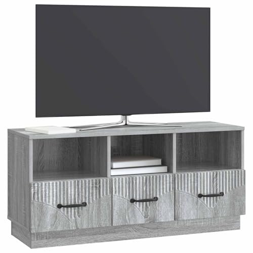 vidaXL TV-Schränk Graues Sonoma 102 x 34,5 x 47 cm Holzwerkstoff, Wohnzimmer Deko, modernes rechteckiges Entertainment Center, viel Stauraum, kompakter TV-Ständer, Medieneinheit