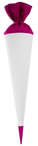 goldbuch 97846 Bastelschultüte, Rohling zum Selbstgestalten mit Filzverschluss und Filzspitze, Schultüte 70cm, Zuckertüte zur Einschulung, für Einschüler, Schulkinder & Berufsanfänger Weiß / Pink