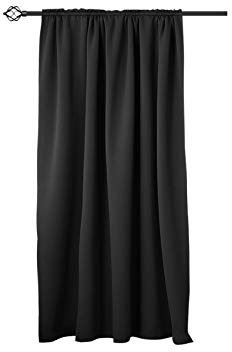 WOLTU Thermovorhang, Verdunklungsvorhang Blickdicht, Gardine mit Kräuselband für Schiene, Vorhang 250g/m² Schwere Wärmeisolierende, für Wohnzimmer Schlafzimmer, 140 x 175 cm, Schwarz