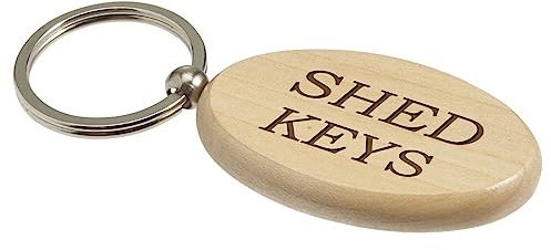 County Engraving Oval Shed Keys Wooden Keyring Key Ring.