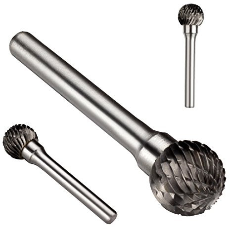 sourcing map Fraise Rotative Lime en carbure de tungstène à coupe double en forme de boule Tige de 6 mm et diamètre de tête de 14mm