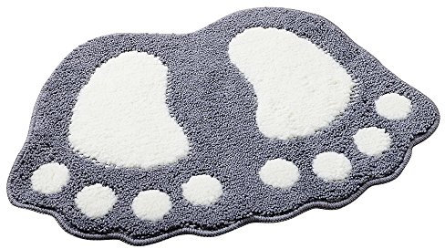 ParaCity rutschfeste Badematte, große Füße, Badezimmer, Dusche, Teppich, saugfähig, Fußmatte, baumwolle Microfaser, grau, 40 x 60cm