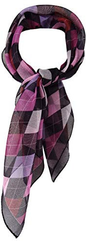 TigerTie Damen Chiffon Nickituch Halstuch in rosa lila flieder violett rot grau kariert - Größe 58 x 58 cm