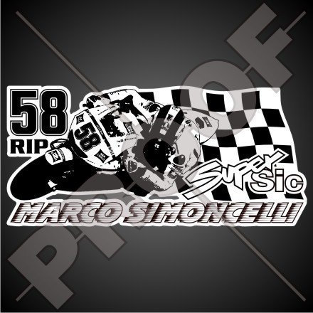 MARCO SIMONCELLI 58 RIP 155mm Motorrad Vinyl Fahrrad-Helm Aufkleber Abziehbild, Vinyl Sticker