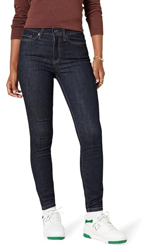 Amazon Essentials Women's High-Rise Skinny Jeans, Black Rinse, 12 Long