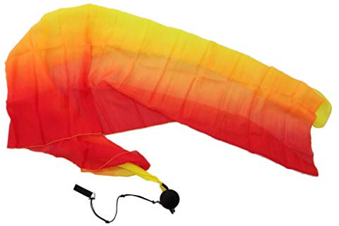 Sharplace Bauchtanzschleier Schal mit Kugel Bauchtanz Schleier Tuch, Rot Orange Gelb, 200 x 70cm