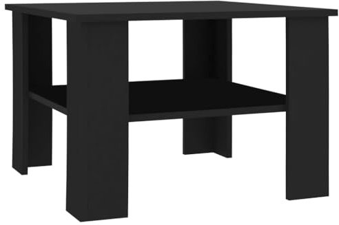 vidaXL Couchtisch 1 Ablagefach Beistelltisch Wohnzimmertisch Kaffeetisch Sofatisch Tisch Teetisch Telefontisch Schwarz 60x60x42cm Holzwerkstoff
