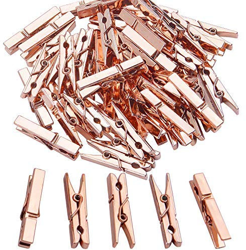 Jdesun 50 mollette per foto, mini mollette in plastica, per ufficio, casa, arte (oro rosa)