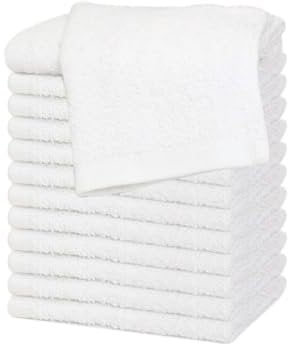 Westlane Linens 100% Cotton Face Cloths Flannels & Washcloths 500 GSM Super Soft Hotel Quality (White, 12 Pack)