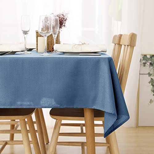 Deconovo Tischdecke Wasserabweisend Tischwäsche Lotuseffekt Tischtuch 140x240 cm Blau