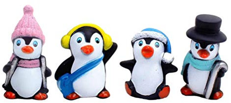 TOYANDONA 4 Stücke Mini Pinguin Figur Dekofigur Tortenfigur Tierfiguren Miniatur Ornament Glücksbringer Geburtstag Kuchen Topper für Moos Feengarten Deko Auto Armaturenbrett Dekoration Zufällig