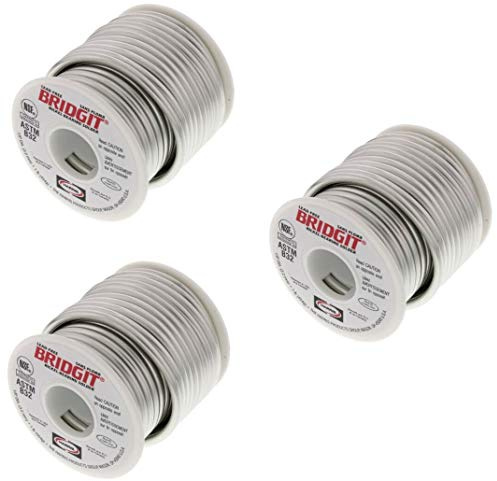 USA Made Lead Free Solder,Safety High Strength Nicke-Bearing Bridgit Solder 1/8 Dia, 16 oz, Silver, Solid Tough Gap Filler Solder Wire for Plumbing HVAC Copper Fittings (Pack of 3)