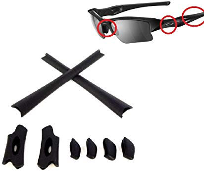 GALAXYLENSE Nose Pads & Earsocks Rubber Kits For Oakley Flak Jacket XLJ Or Flak Jacket Black, Black, Regular