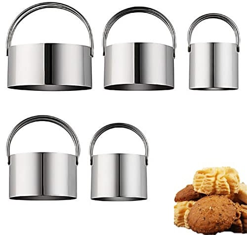 5 Stück Ausstecher rund Ausstechformen Ringe Keksformen Edelstahl Cookie Cutter Ring für Mousse-Kuchen Plätzchen Kekse Gebäck