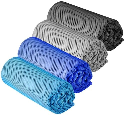 YQXCC Kühlendes Handtuch 4 Stück, Sofortige Kühlung für Nacken & Gesicht | 120x30 cm, Weiches, Atmungsaktives Mikrofaser für Yoga, Golf, Reisen, Sport, Camping, Fußball, Fitness & Outdoor-Sport