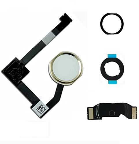 Dedyel Bouton Home de rechange pour iPad Mini 4 2015 7,9 (A1538 A1550), iPad Air 2 9,7 (A1566 A1567 A1568), iPad Pro 12,9 1ère génération 2015 (A1670 A1671) avec câble flexible connecteur Blanc