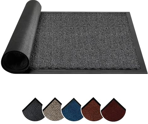 Circle of trust Dirt Trapper Door mats Indoor & Outdoor Grey 80x120cm Doormat - Non Slip Rubber Back Floor Mat - Super Absorbent Heavy Duty Door Mat, Washable Door Mat Barrier Mat