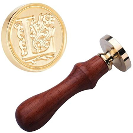 KOMUNJ 1 Stück DIY Holz Wachs Siegel Stempel, Retro Siegelstempel, zur Verschönerung von Umschläge, Babyparty-Party Einladung, Weinpakete, Geschenkverpackung, Grußkarten (L)