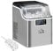 HOMCOM 24kg/Day Ice Maker Machine Countertop, Stainless Steel Portable Ice Cube Maker, 2 Ways to Add Water, 24 Pcs Ready in 14 Mins, Self-Cleaning with Scoop & Basket, 3.2L, for Home Office, Silver