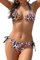 SHEKINI Bikini Set Damen Ties-up Neckholder klassischer Triangel Bikinioberteil Bedruckter Bikini Damen Sexy Triangel Verstellbare Bikinihose(S,Leoparden-Print)