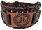 AB Viking Crafts Vikings Wikinger Armband Thors Hammer Mjölnir mit Odins Wölfen im Runenkreis Leder Metall braun kupfer
