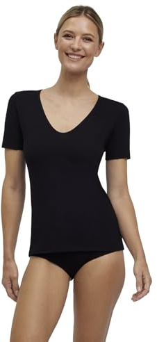FALKE Damen Daily Climate Control Outlast® Round Neck Unterwäsche Unterhemd tiefer V-Ausschnitt hautfreundlich feuchtigkeitsregulierend schnelltrocknend atmungsaktive nachhaltige Baumwolle 1 Stück