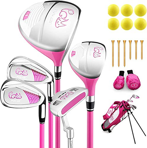 Set completo di mazze da golf per bambini, 20 pezzi, per destrimane, bambini, include driver oversize, 5# ibrido, ferri 7# e SW#, putter gratuito, borsa di supporto, palline da golf in poliuretano e