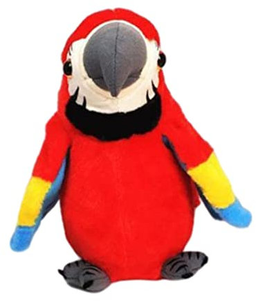 Liummrcy El eléctrico Loro Peluche Juguete Que Habla Loro eléctrico Peluche Juguete récord se Repite a los pájaros para niños Rojo (sin batería).