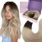 Fshine Extensions Echthaar Tressen Echthaar 45cm 100g Haartressen Echthaar zum Einnähen Weft Extensions Echthaar Balayage Braun und Aschblond Farbe 2 18 60