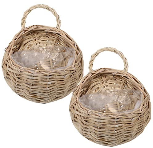 Cabilock 2pezzi Cesto Sospeso Rattan Per Piante Fiori Appendere Decorazione Da Parete Elegante Per Casa E Giardino Stile Rustico Per Bagno Cucina E Soggiorno