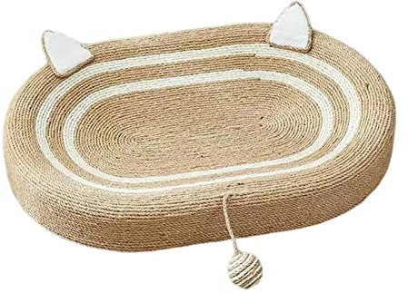 Colcolo Ovales Kratzbrett Katzen für Katzen, 3 in 1 Katzen Kratzmatte mit Ballspielzeug, Lounge Kratzpappe, Möbelschutz Schutz zum Spielen, Kratzbrett für Katzen, Kratzbrett aus Pappe