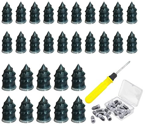 Divono 30 Pcs Tyre Repair Kit Rubber Nails, Puncture Repair Kit, Puncture Repair Screws with Cross Screwdriver, Universal Vacuum Tire Fast Repair Tool for Car, Motorcycle(20 S+10 L)
