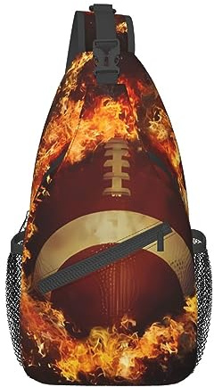 Flaming American Football Bauchtasche für Mann Frauen Hüfttasche Verstellbarer Gürtel Lässige Brusttasche Bauchtaschen für Reisen Sport Laufen Wandern Hüfttaschen, Schwarz , Einheitsgröße