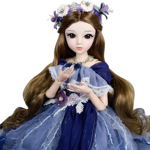 EVA BJD 1/3 BJD Puppe Ball Mechanische Gelenkpuppe 61 cm Prinzessin SD Puppe mit Make-up + komplettes Zubehör (Luna)
