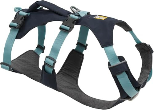 Ruffwear Flagline Hundegeschirr mit Griff, Lleichtes, Verstellbares Gehgeschirr, 3 Leinenbefestigungspunkte, verstärktes Gurtband und starker V-Ring aus Metall Basalt Gray XX-Small